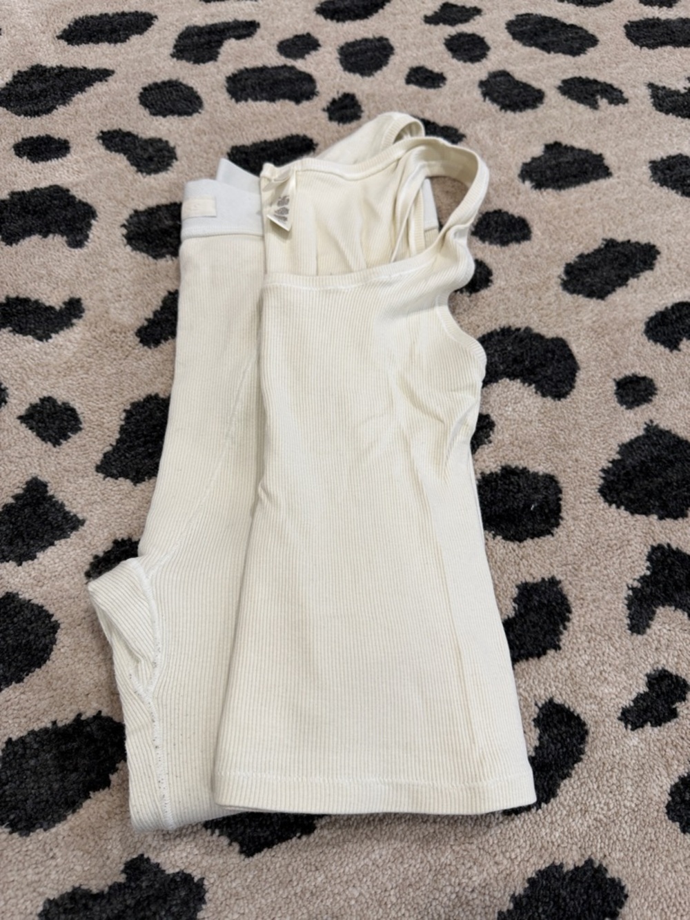 SKIMS Off-White Ribbed Tank Bodysuit + leggings